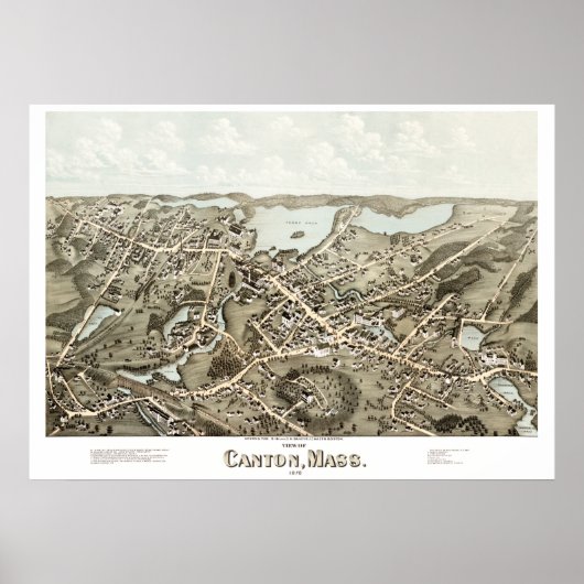 Alte Karte des Kantons, Massachusetts im Jahre 187 Poster (Vorne)