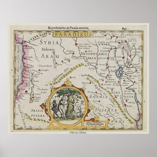 Alte Karte des Paradieses Poster (Vorne)