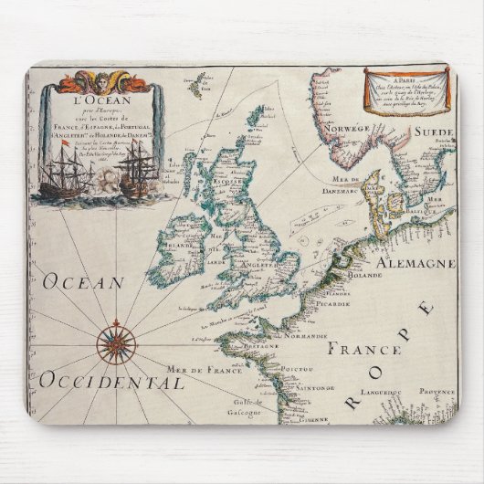 Alte Karte des Westerns Europa Mousepad (Vorne)