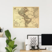 Alte Karte des Westerns Hemisphäre. Französisch 17 Poster (Heimbüro)