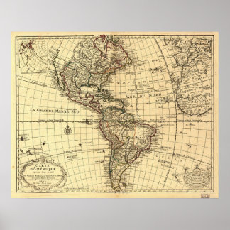 Alte Karte des Westerns Hemisphäre. Französisch 17 Poster