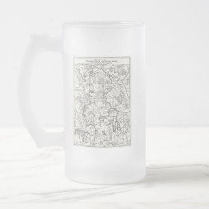Alte Karte des Yellowstone-Nationalparks Mattglas Bierglas