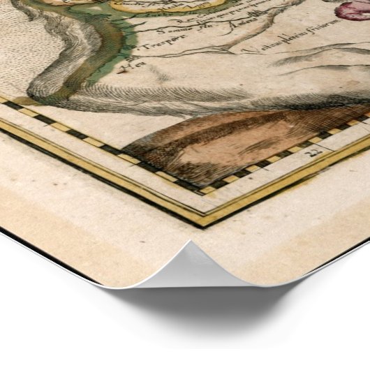 Alte Karte Europas als Löwe Poster (Ecke)