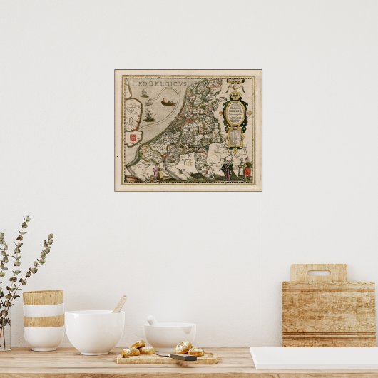 Alte Karte Europas als Löwe Poster (Küche)