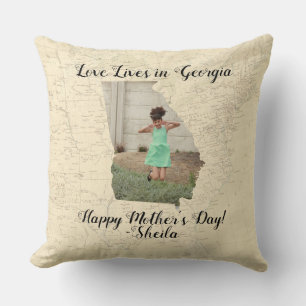 Alte Karte Liebe lebt in Georgien Staat gestalten Kissen