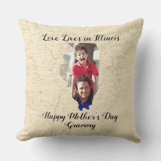 Alte Karte Liebe lebt in Illinois Staat gestyltes Kissen