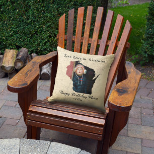 Alte Karte Liebe lebt in Wisconsin Staat gestapelt Kissen