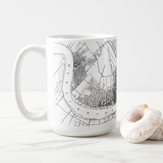Alte Karte New Orleans Louisiana 1878 Kaffeetasse (Mit Donut)