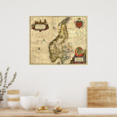 Alte Karte Norwegens Poster (Küche)