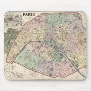 Alte Karte Paris Frankreich 1878 Mousepad