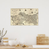 Alte Karte Portugals Poster (Küche)
