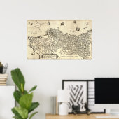 Alte Karte Portugals Poster (Heimbüro)