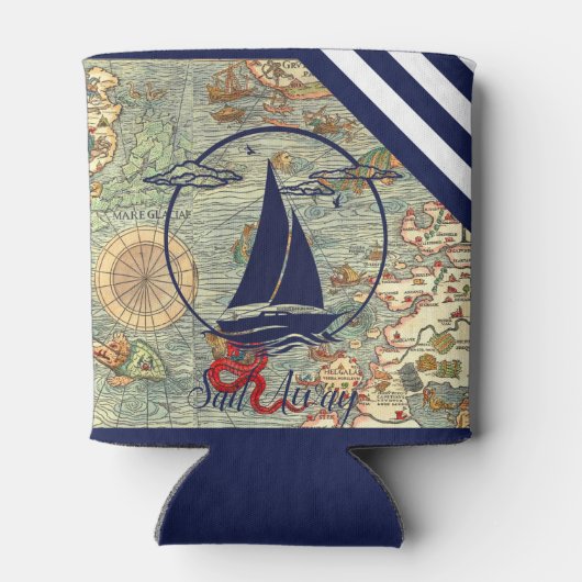 Alte Karte/Schiff/Silhouette/Segel weg/Marine Dosenkühler (Rückseite)