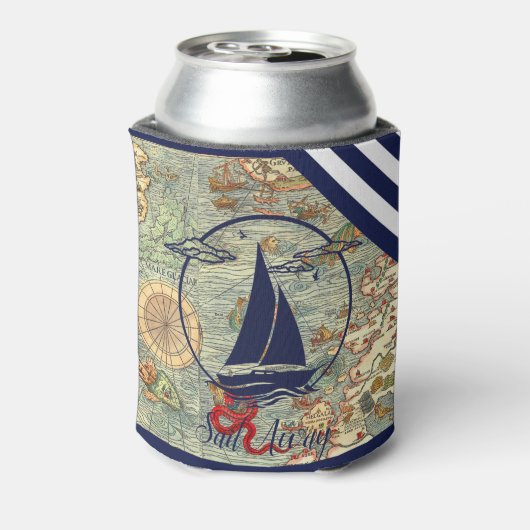 Alte Karte/Schiff/Silhouette/Segel weg/Marine Dosenkühler (Kanne Rückseite)