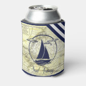 Alte Karte/Schiff/Silhouette/Segel weg/Marine Dosenkühler (Kanne Rückseite)