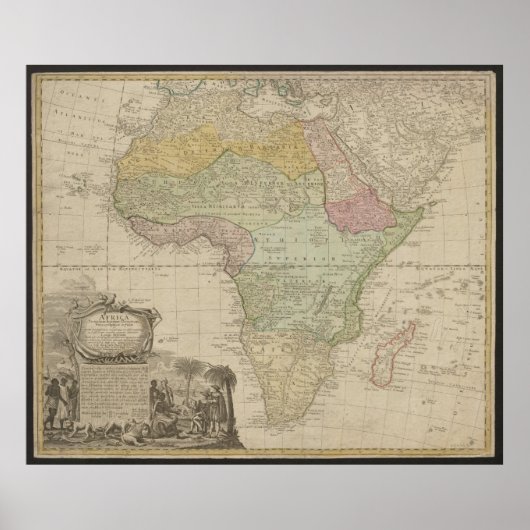Alte Karte von Afrika, Afrika Druck, 1737 Poster (Vorne)