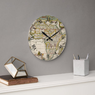 Alte Karte von Afrika von Hondius und Jansson Große Wanduhr