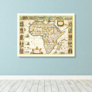 Alte Karte von Afrika von Hondius und Jansson Leinwanddruck