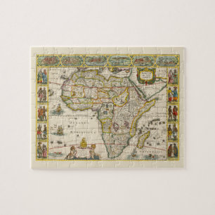 Alte Karte von Afrika von Hondius und Jansson Puzzle