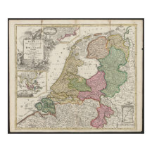 Alte Karte von Belgien und den Niederlanden von 17