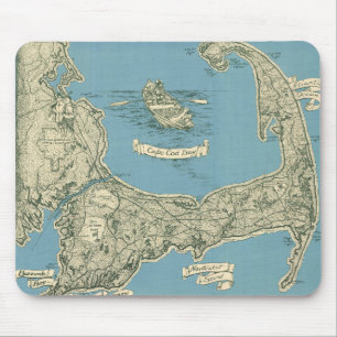 Alte Karte von Cape Cod (1945) Mousepad