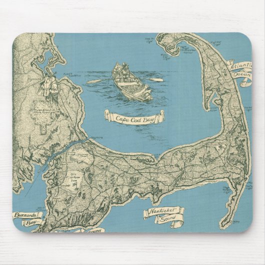 Alte Karte von Cape Cod (1945) Mousepad (Vorne)