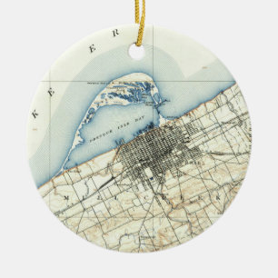 Alte Karte von Erie Pennsylvania (1899) Keramikornament