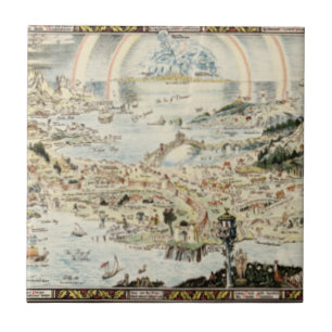Alte Karte von Fairyland von Bernard Sleigh Fliese
