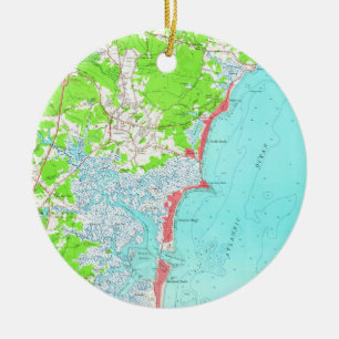 Alte Karte von Hampton Beach New Hampshire (1957) Keramikornament