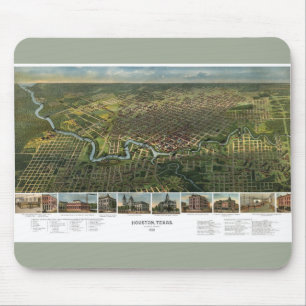 Alte Karte von Houston, Texas mit Buffalo River Mousepad
