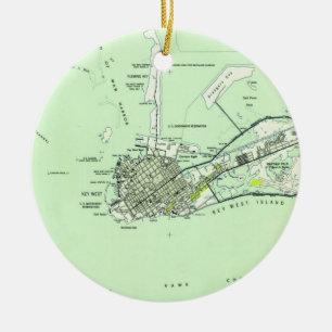 Alte Karte von Key West Florida (1943) Keramikornament