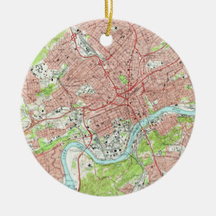 Alte Karte von Knoxville Tennessee (1966) Keramik Ornament