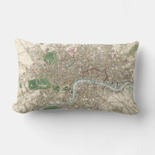 Alte Karte von London England (1853) Lendenkissen