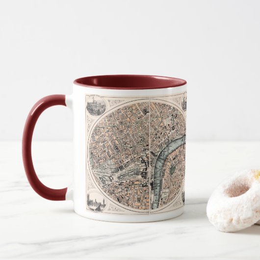 Alte Karte von London England Tasse (Mit Donut)