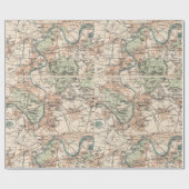 Alte Karte von London Richmond Kew Twickenham 1915 Geschenkpapier (Flach)