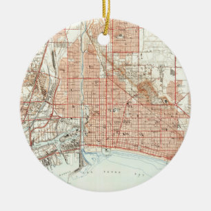 Alte Karte von Long Beach California (1949) Keramik Ornament