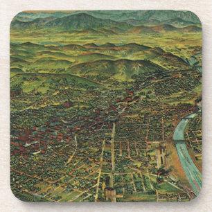 Alte Karte von Los Angeles, Kalifornien und Fluss Untersetzer
