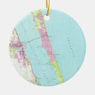 Alte Karte von Melbourne Florida (1949) Keramikornament