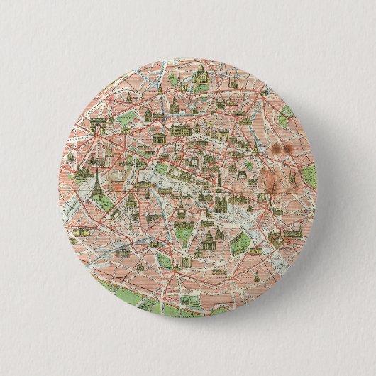 Alte Karte von Paris (1920) Button (Vorderseite)
