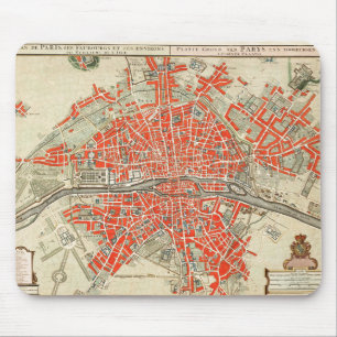 Alte Karte von Paris Frankreich (1721–1774) Mousepad