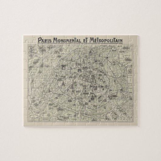 Alte Karte von Paris Puzzle (Horizontal)
