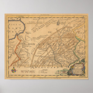Alte Karte von Pennsylvania Poster