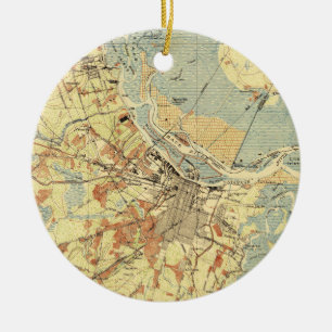 Alte Karte von Savannah Georgia (1942) Keramik Ornament