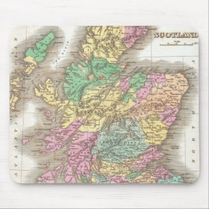 Alte Karte von Schottland (1827) Mousepad