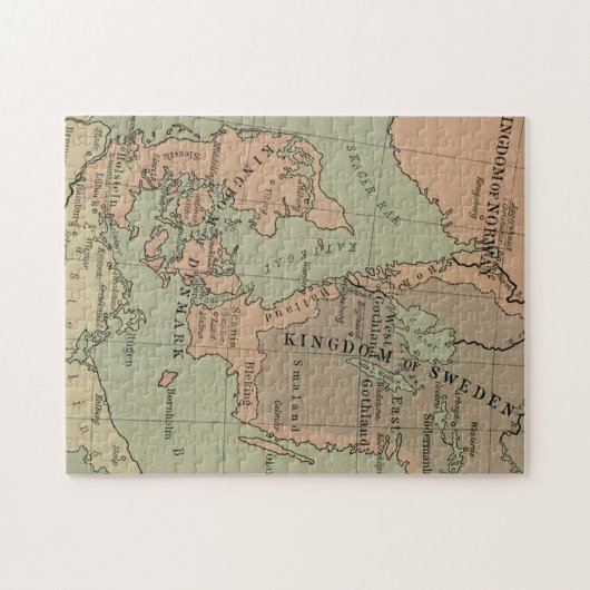 Alte Karte von Schweden, Dänemark und Norwegen Puzzle (Horizontal)