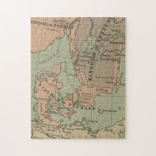 Alte Karte von Schweden, Dänemark und Norwegen Puzzle