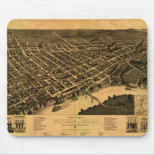 Alte Karte von Selma, Alabama (1887) Mousepad