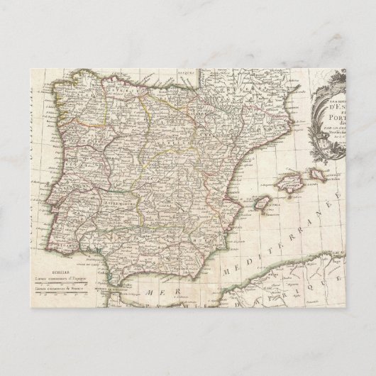 Alte Karte von Spanien (1775) (Vorderseite)