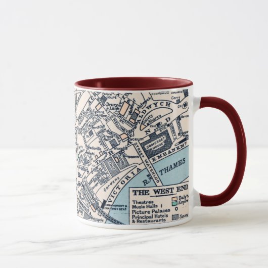 Alte Karte von West End London Tasse (Rechts)