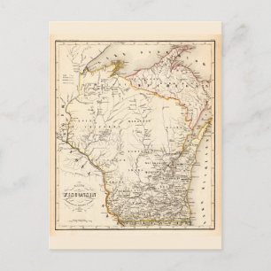 Alte Karte von Wisconsin 1852